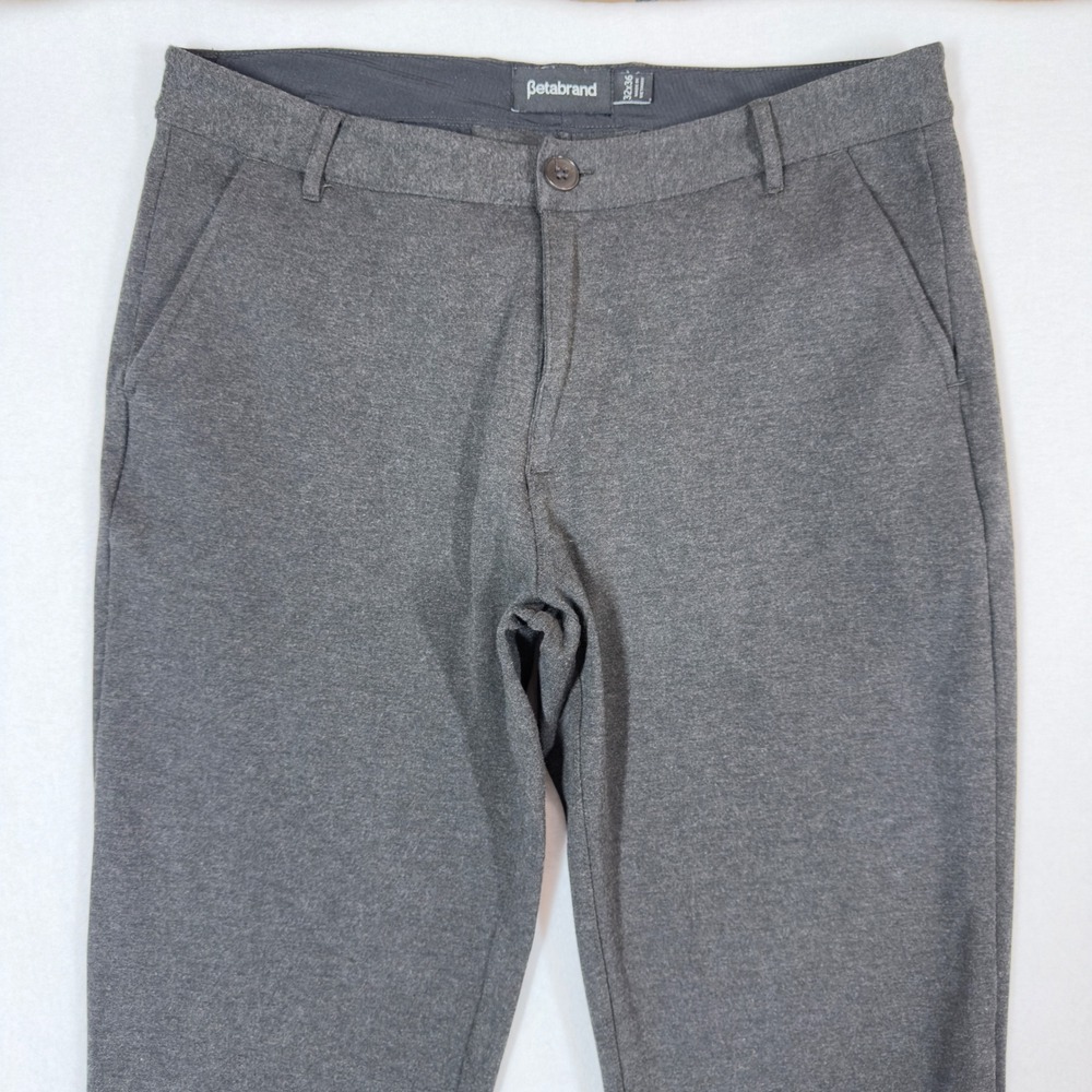 Betabrand Mens Dress‎ Pant Yoga Pants Gray Stretch Slim Fit Work Office 32x36